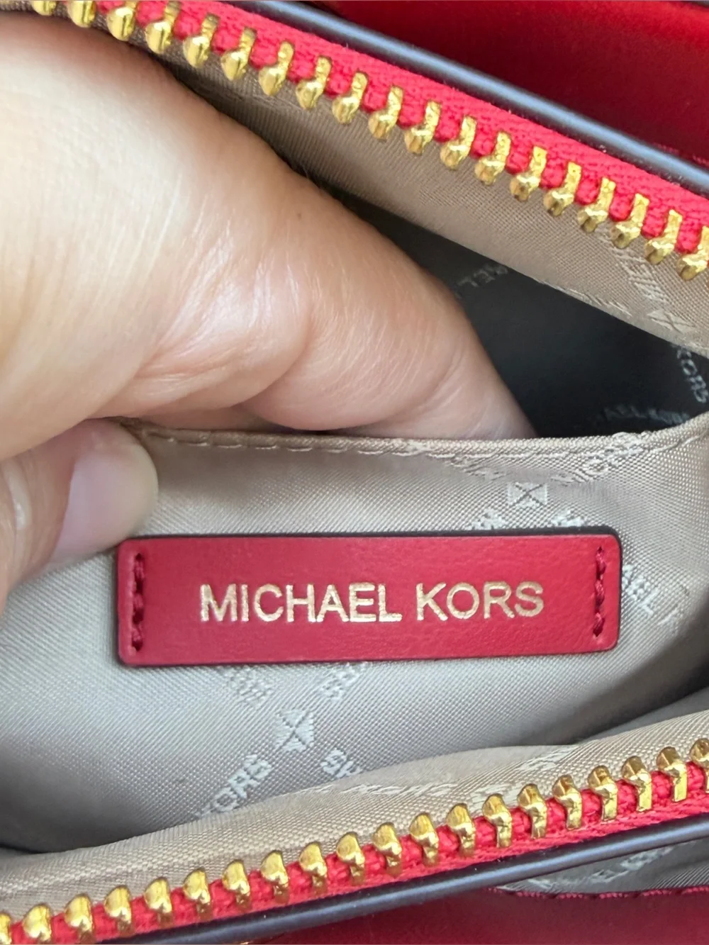 Michael Kors Whitney Medium Quilted Tote Red Gold Chain Shoulder Bag